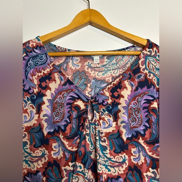 Cato Paisley Novelty Print Plus Size 18-20W Blouse Fall Liquid Fabric Flowy Boho - Picture 3 of 10